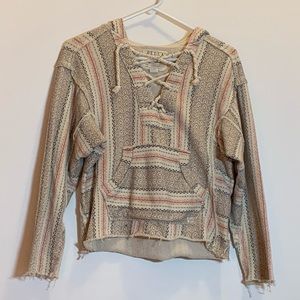 Billa Bong Boho Pastel Lace Up Sweater With Hood